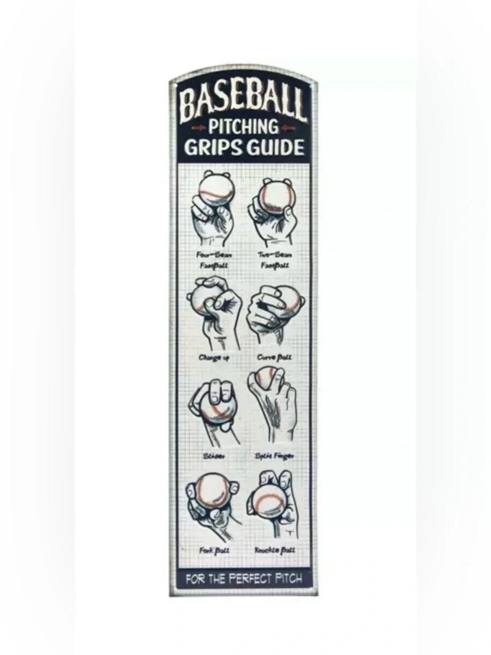 Baseball Pitching Grips Guide Perfect Pitch Metal Sign Open Road Sports Decor